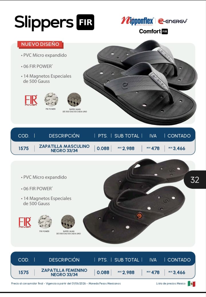 Slippers FIR Nipponflex Comfort FIR - Zapatilla Magnética Masculino y Femenino