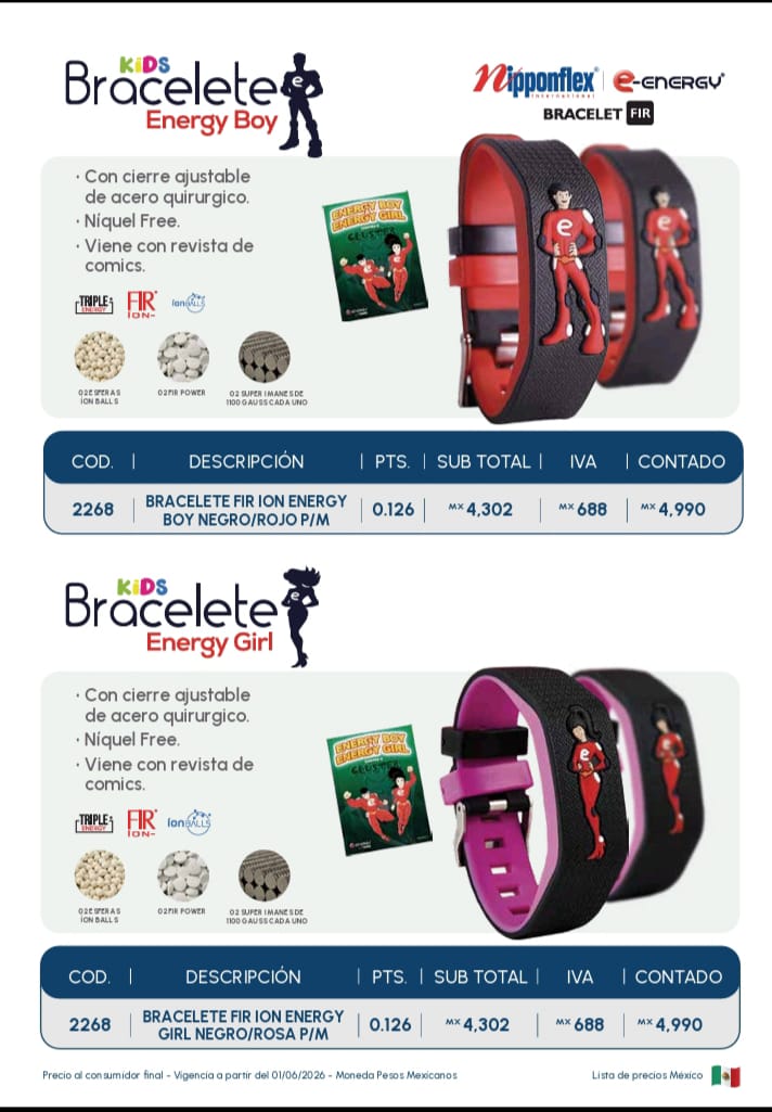 Kids Bracelete FIR ION Energy Boy y Girl Nipponflex
